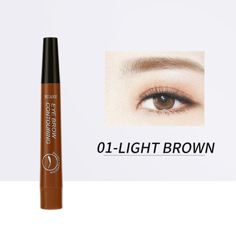 4 Fork Lines Sweat-proof Eyebrow Eyeliner Waterproof Pencil Set