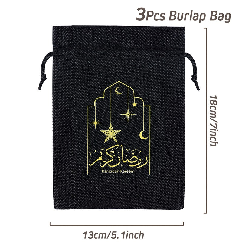 3pcs Ramadan Theme Cloth Bag Decoration Set