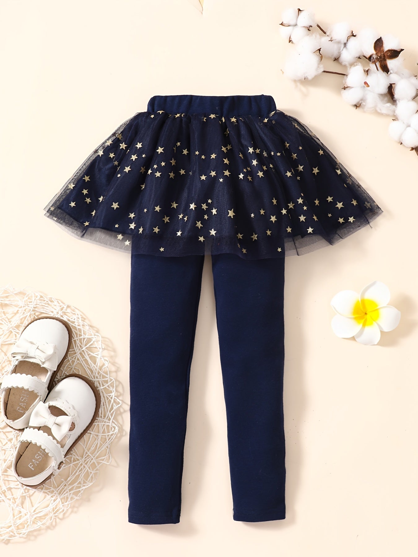 Girls Stitching Star Tutu Skirt Leggings - A Warm and Stylish Winter Outfit