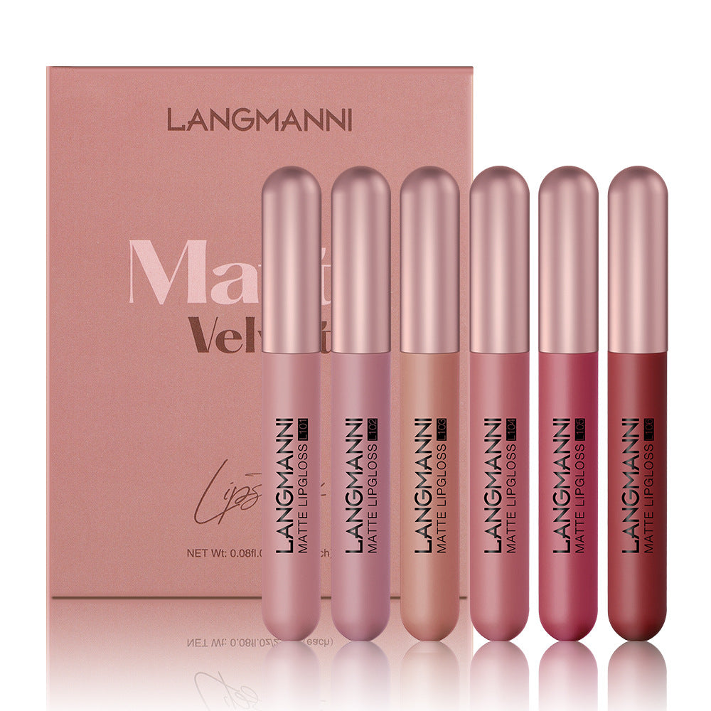 6-Piece Matte Velvet Lipgloss Waterproof Matte Mist Liquid Lipstick Set