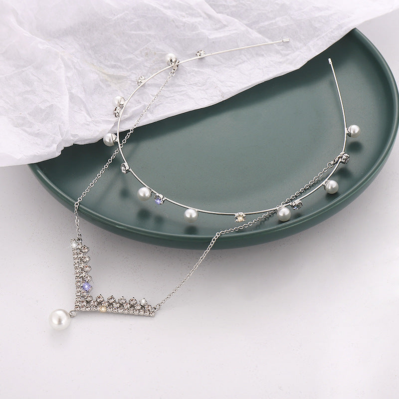 Back Hanging Pearl Hairband Headband