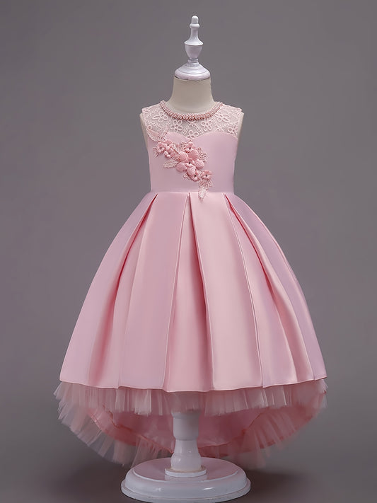 Cute Elegant Stitching Mesh Princess Dress with Flower Embroidery