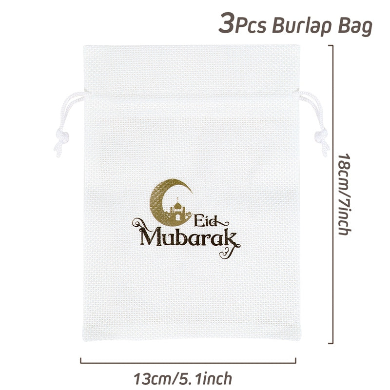 3pcs Ramadan Theme Cloth Bag Decoration Set