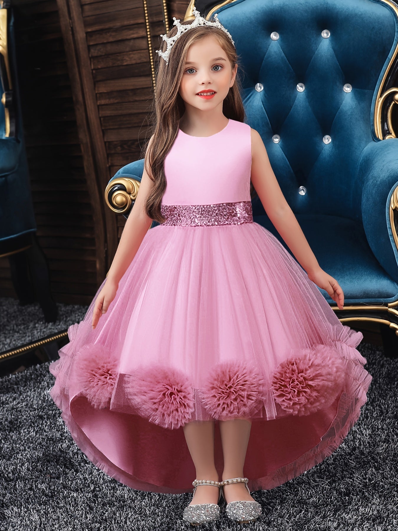 Sleek and Sparkling Sequin Princess Dress for Girls