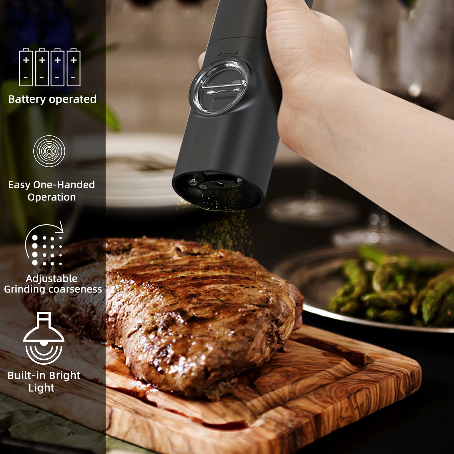 Electric Automatic Pepper Grinder with LED Light