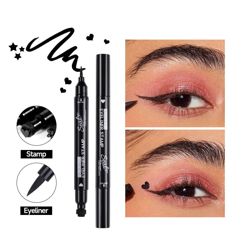 Effortless Eye Makeup: Double Head Waterproof Liquid Eyeliner for Quick Drying and Non-Blooming Color