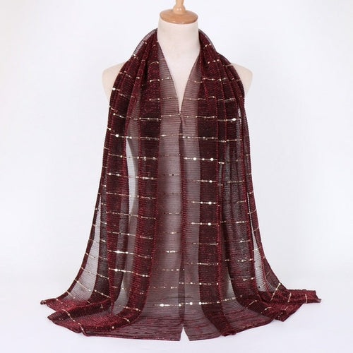 Shimmering Muslim Foulard Scarf for Women