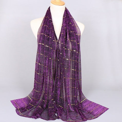 Shimmering Muslim Foulard Scarf for Women