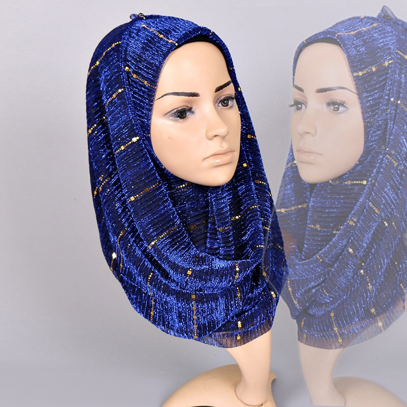 Shimmering Muslim Foulard Scarf for Women