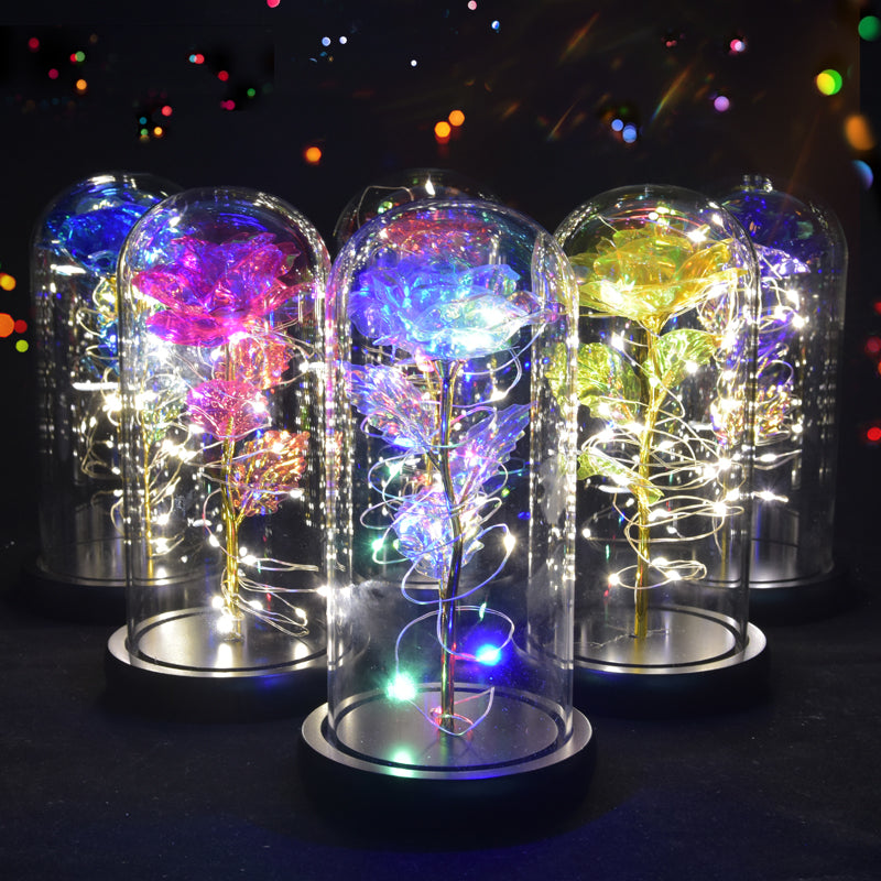 Enchanted Galaxy LED Preserved Rose Beauty and the Beast Glass Dome