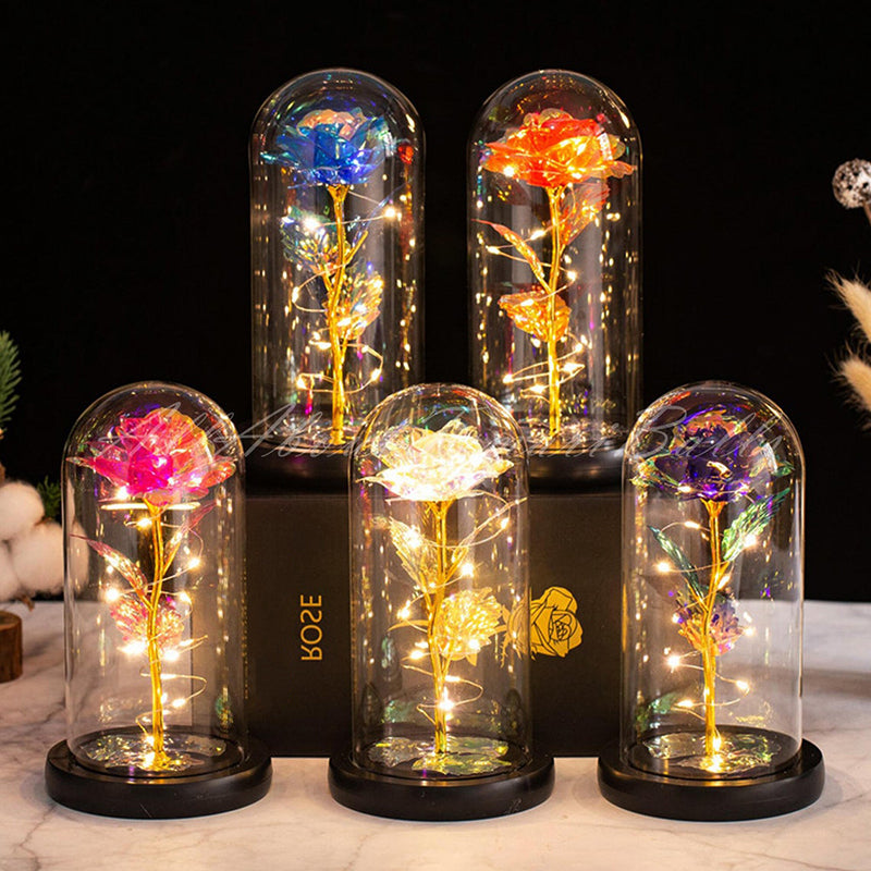 Enchanted Galaxy LED Preserved Rose Beauty and the Beast Glass Dome