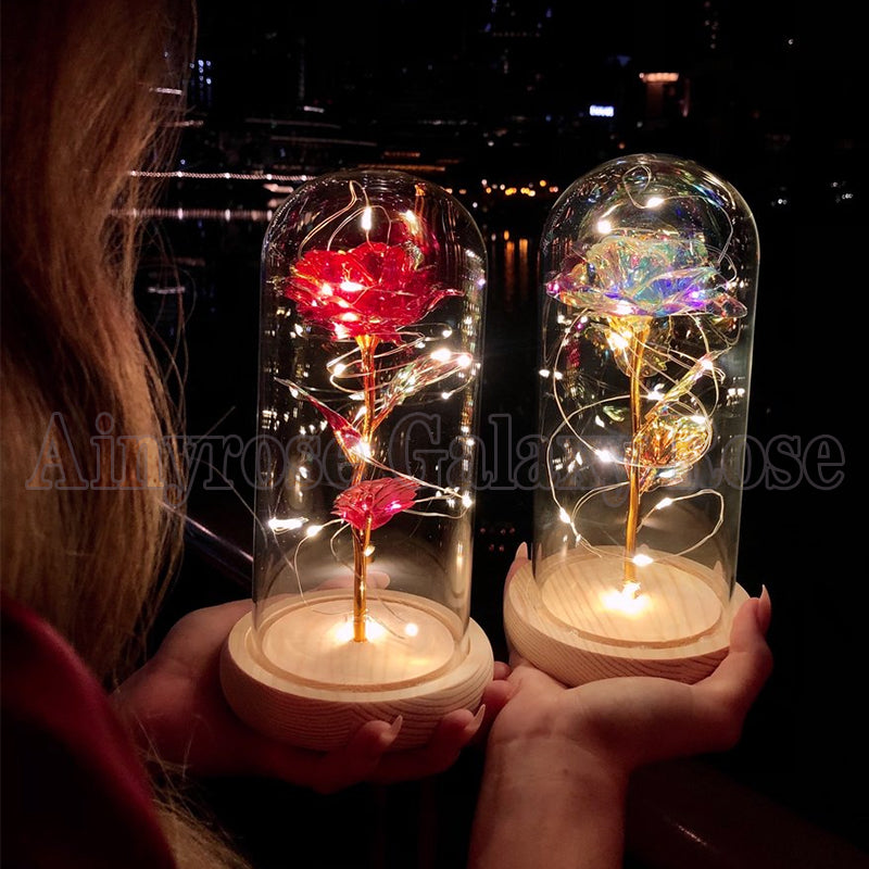 Enchanted Galaxy LED Preserved Rose Beauty and the Beast Glass Dome