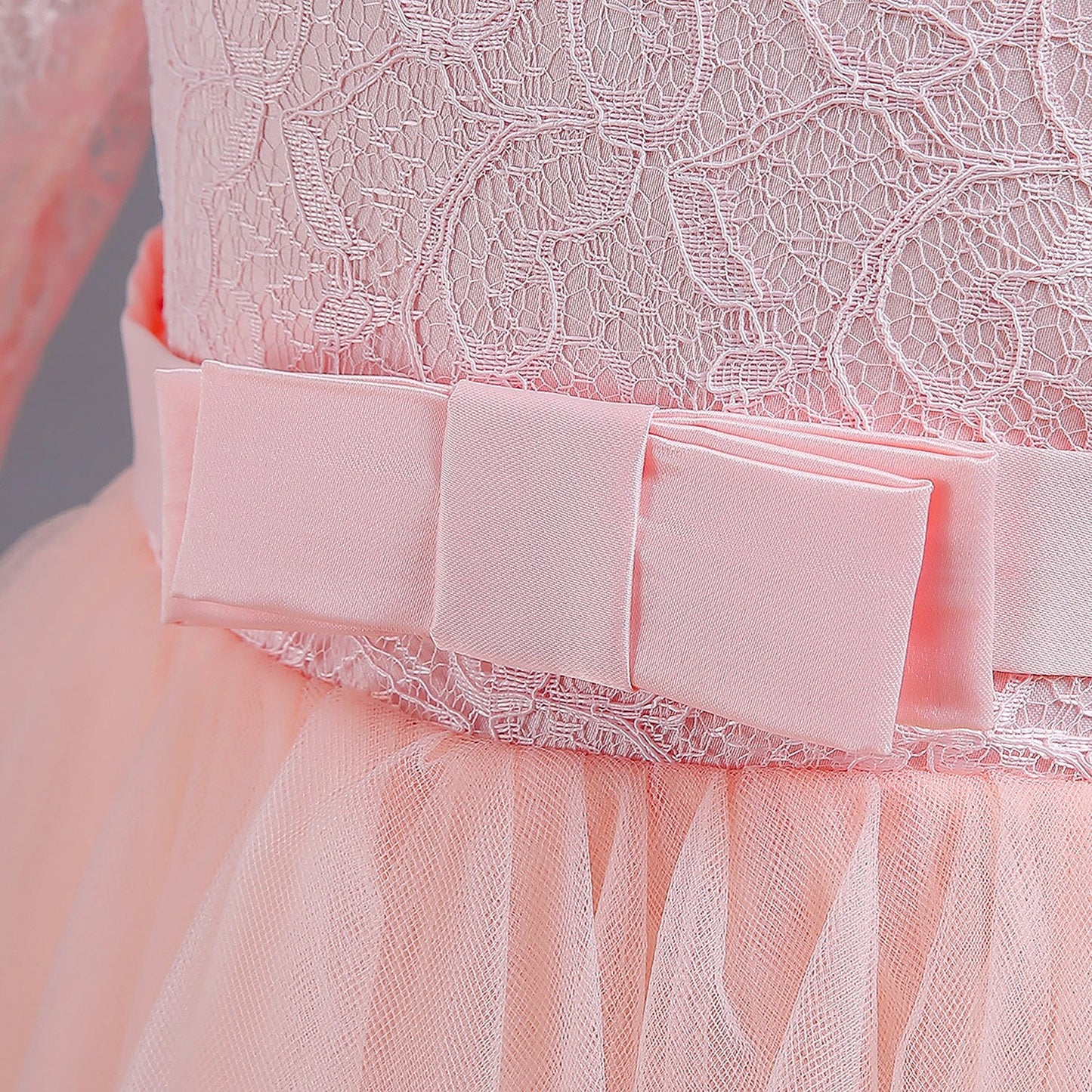 Elegant Pink Lace Flower Princess Dress for Girls: Perfect for Eid Celebrations