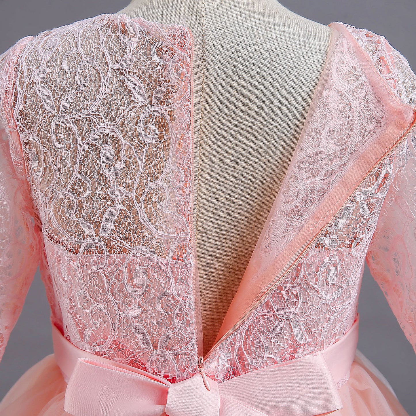 Elegant Pink Lace Flower Princess Dress for Girls: Perfect for Eid Celebrations