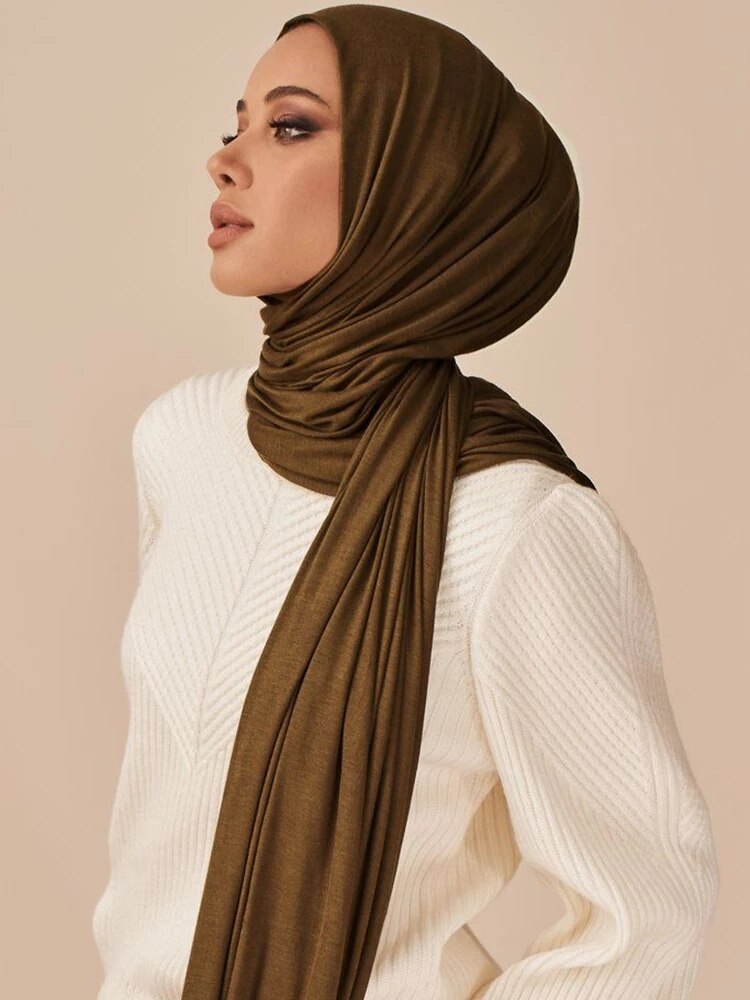 "Soft and Comfortable Modal Cotton Jersey Hijab Scarf for Women - Perfect for Everyday Wear"