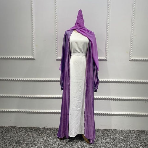 Bubble Sleeve Flowy Turkish Dresses for Eid Open Abaya in Dubai