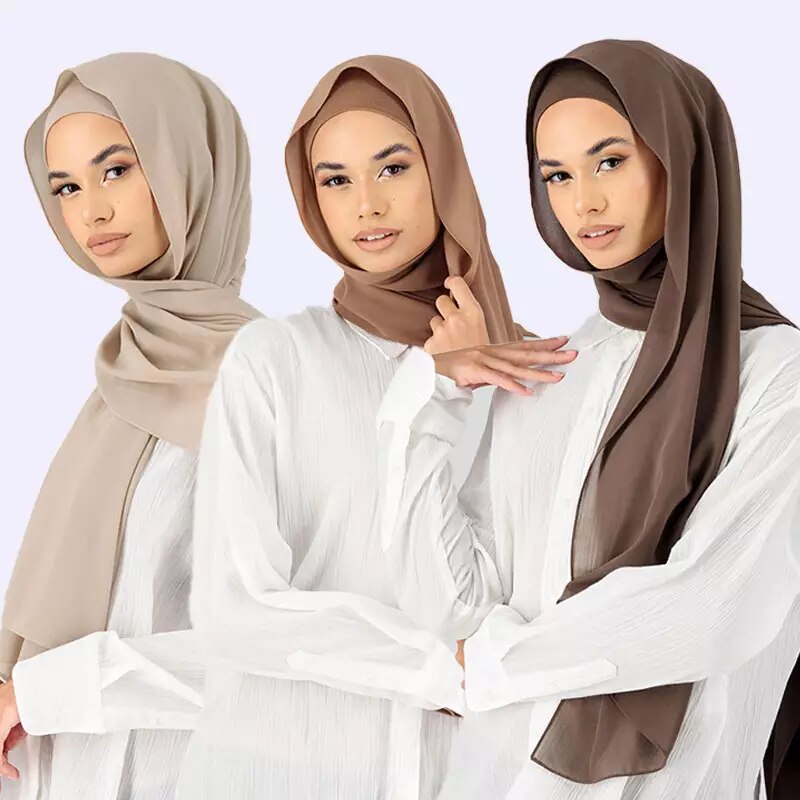 "The Finest Hijab Set - Heavy Chiffon Hijab and Matching Scarf for the Perfect Coordinated Look"