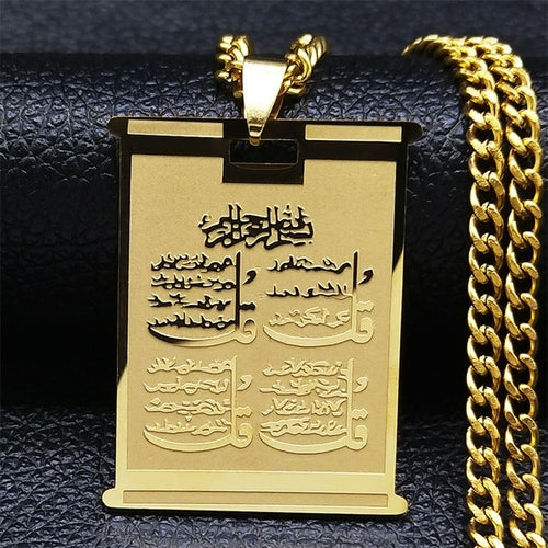Stainless Steel Quran Arabic Necklace - A Symbol of Islamic Faith and Devotion
