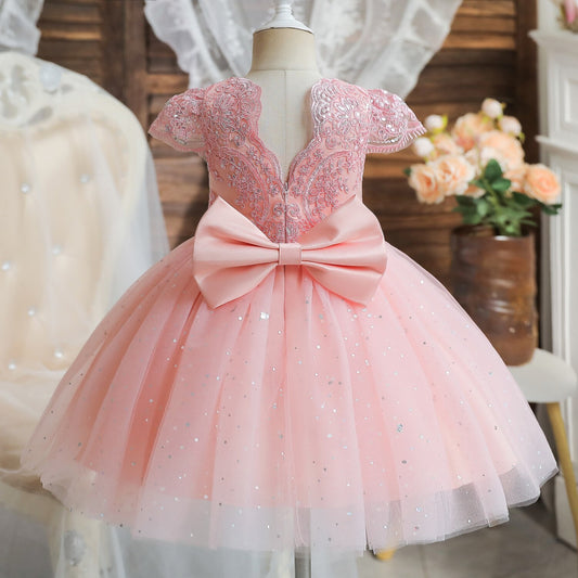 Elegant Pink Princess Dress for 12 Month Old Baby Girl's First Birthday