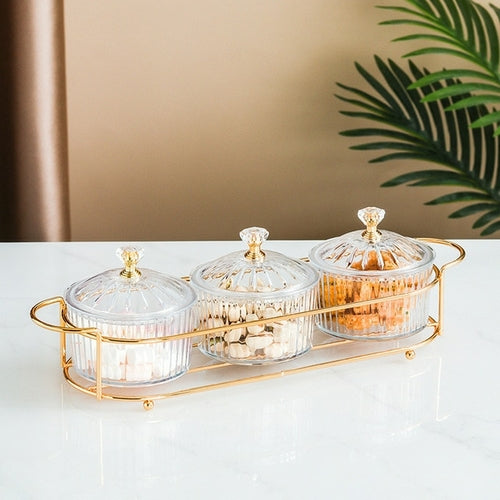 Nordic Style Transparent Round Fruit Dish for Dried Fruit and Snack Presentation