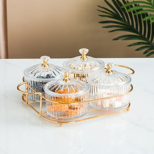 Nordic Style Transparent Round Fruit Dish for Dried Fruit and Snack Presentation