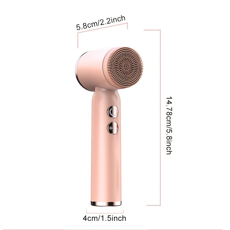 Electric Facial Cleansing Brush: Sonic Vibrating Face Scrubber with Hot/Cold Compress and 6 Brush Heads