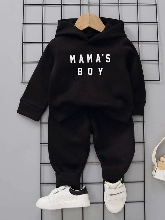 "MAMA'S BOY" Thermal Hoodie and Sweatpants Set for Baby Boys