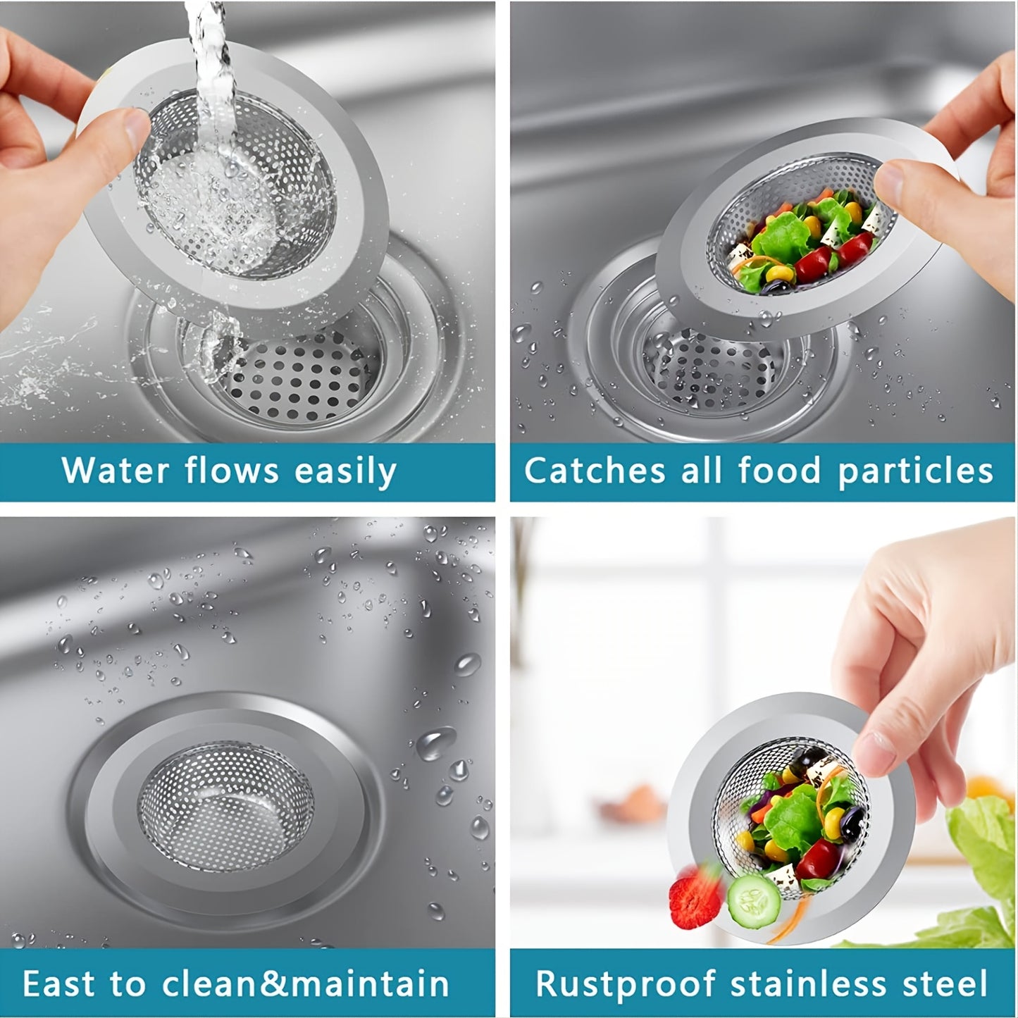 2 Pack Stainless Steel Kitchen Sink Strainer