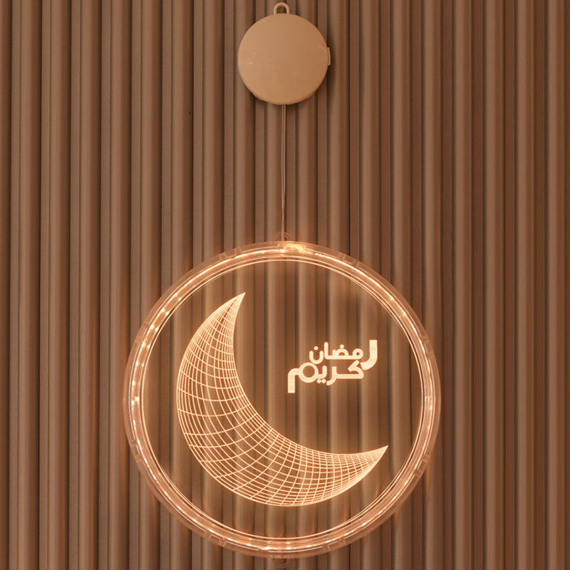 Muslim Holiday Decorative Lights: Castle Stars Moon 3D Chandelier