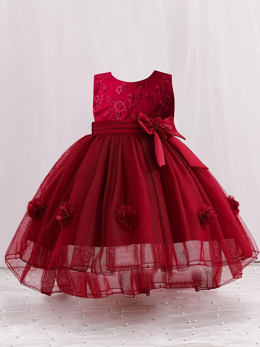 Flower Embroidered Princess Dress for Baby Girls