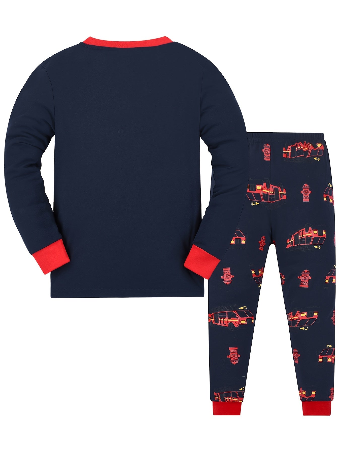 Boys' Firetruck Long-Sleeve Sweatshirt and Pants Pajama Set