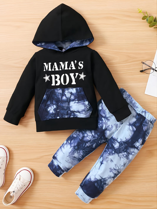 Boys' Casual Letter Print Tie-Dye Hoodie