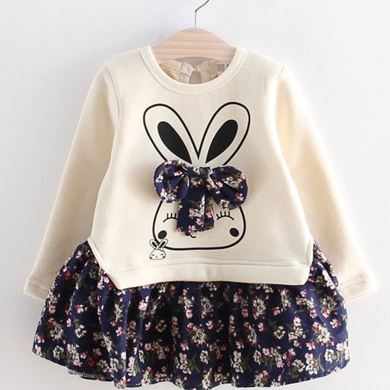 Cute Rabbit Floral Bow Dress