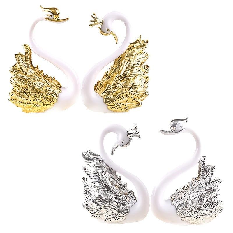 Minimalist Couple Crown Swan Cake Decorations