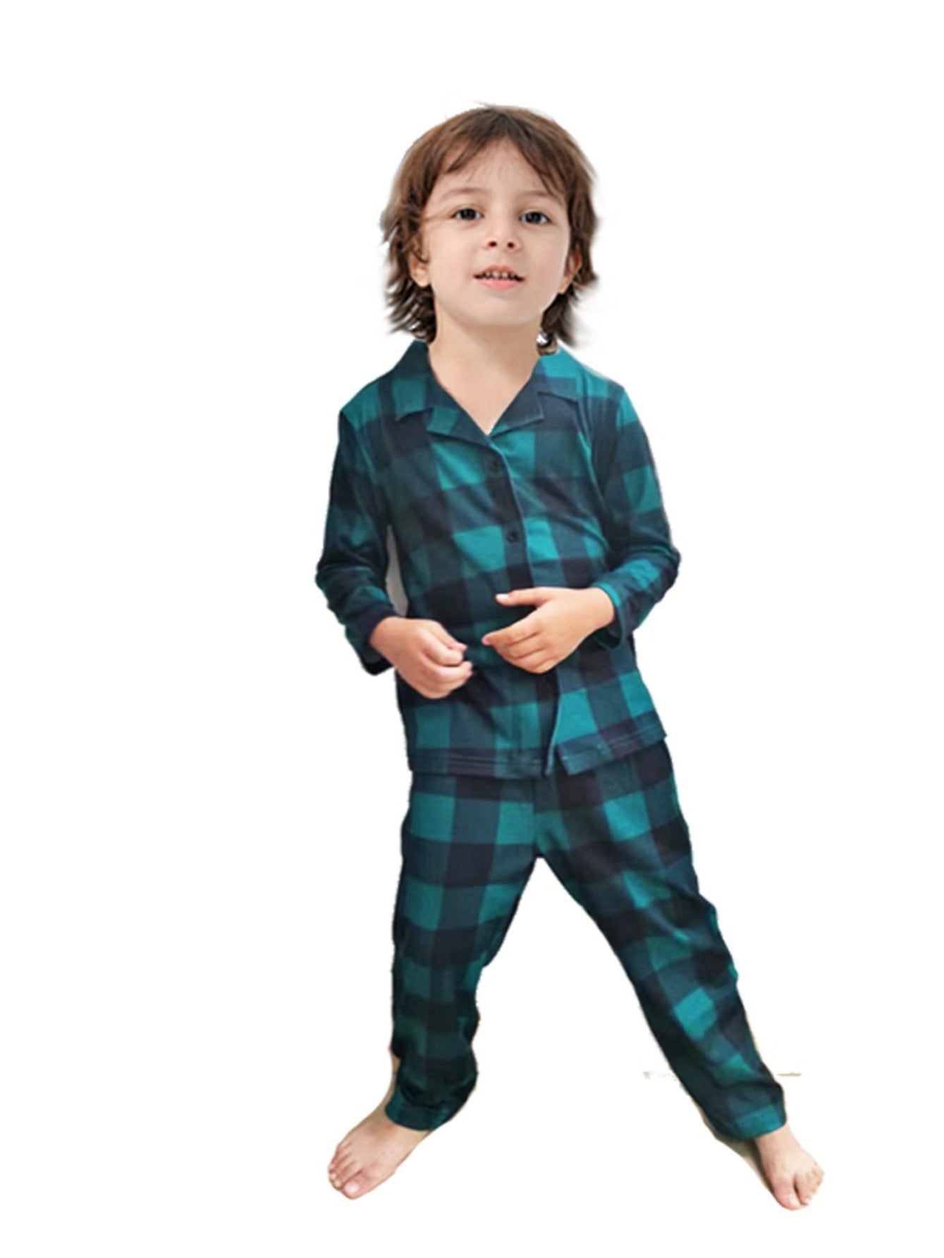 2023 Children's Plaid Long-Sleeve Pajama Set