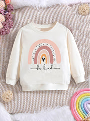 Girls Casual Cute Pullover Sweatshirt with Rainbow 