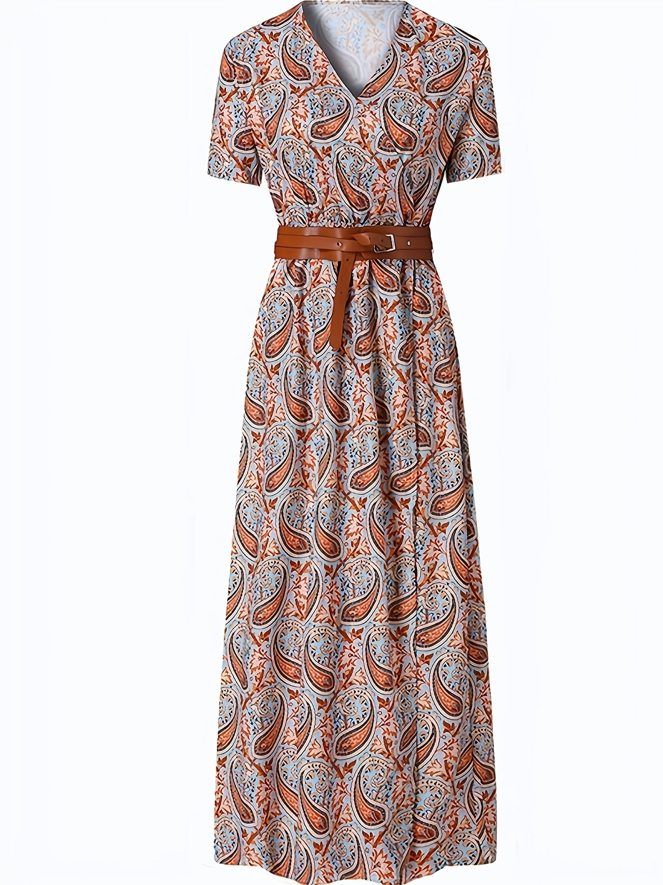 Women's Short Sleeve Floral Maxi Long Dress