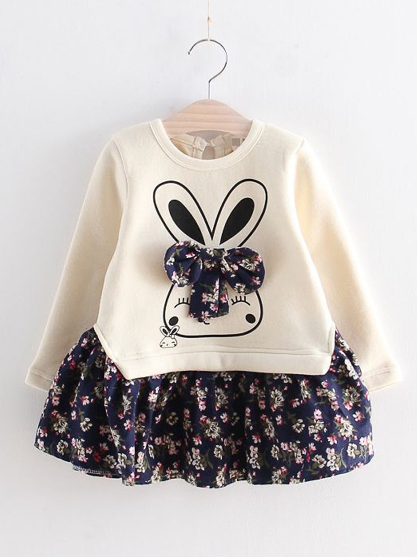 Cute Rabbit Floral Bow Dress