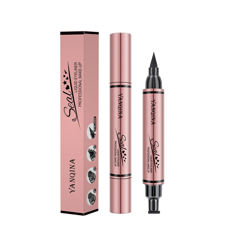 2-in-1 Eyeliner Stamp Pencil: Waterproof, Double-Ended, Black Liquid, Quick Dry, Triangle Seal, Eye Liner Makeup