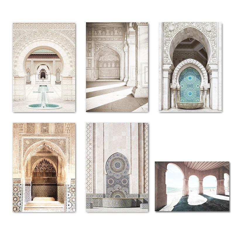 6-Piece Islamic Mosque Architectural Art Decorative Painting Set