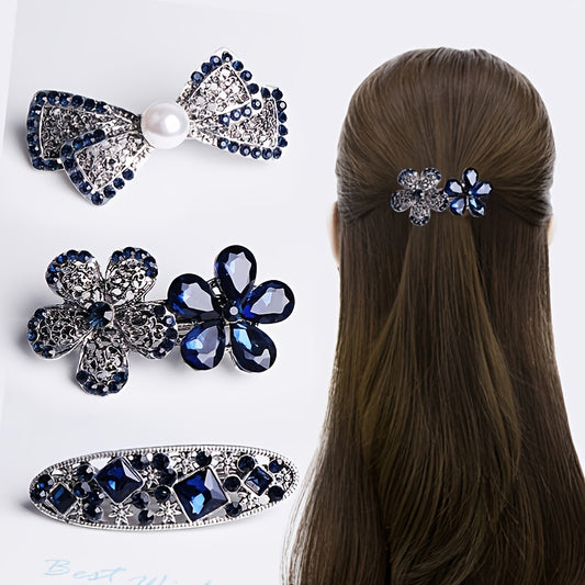 Blue Rhinestone Hairpin