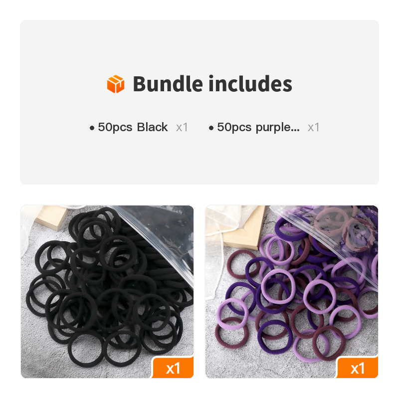 50PCS Solid Color Hairbands