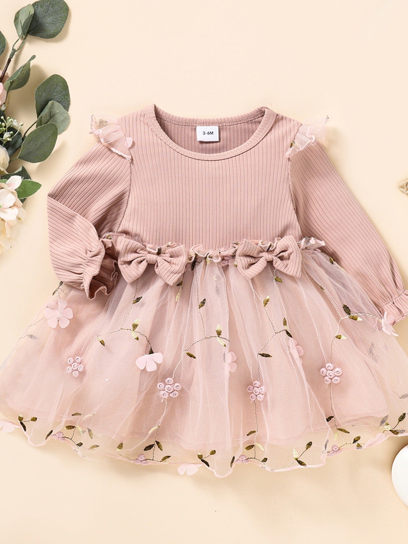 Floral Embroidered Princess Dress for Baby Girls