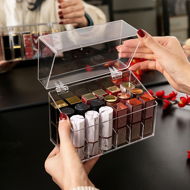 Acrylic Lipstick Organizer: 9/18/24/36 Grids for Convenient Storage and Display of Lipsticks, Nail Polish and More