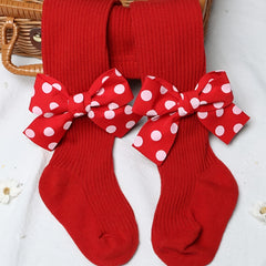 Girls' Red Polka Dot Bow Pantyhose