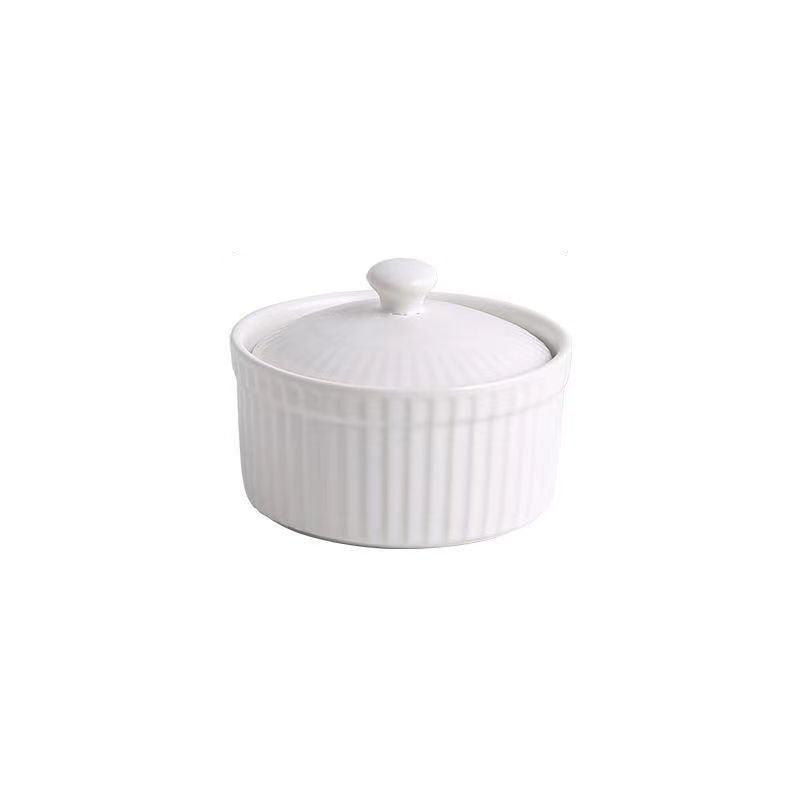 1pc Ceramic Soufflé Covered Bowl with Lid