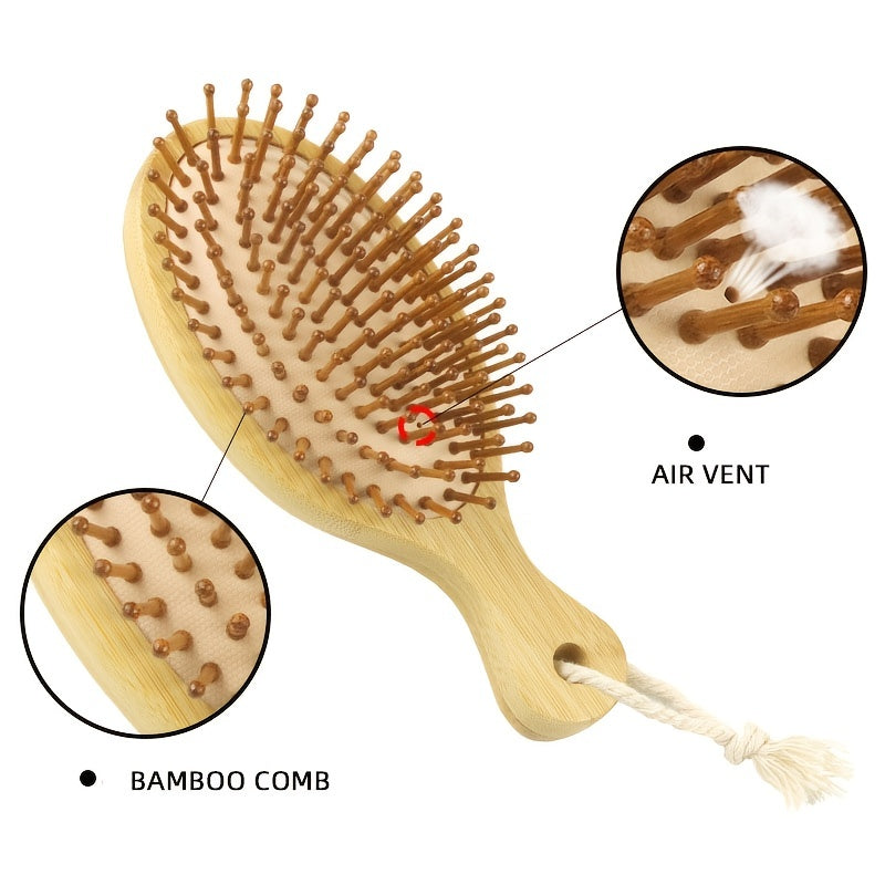 Natural Bamboo Hair Brush Set